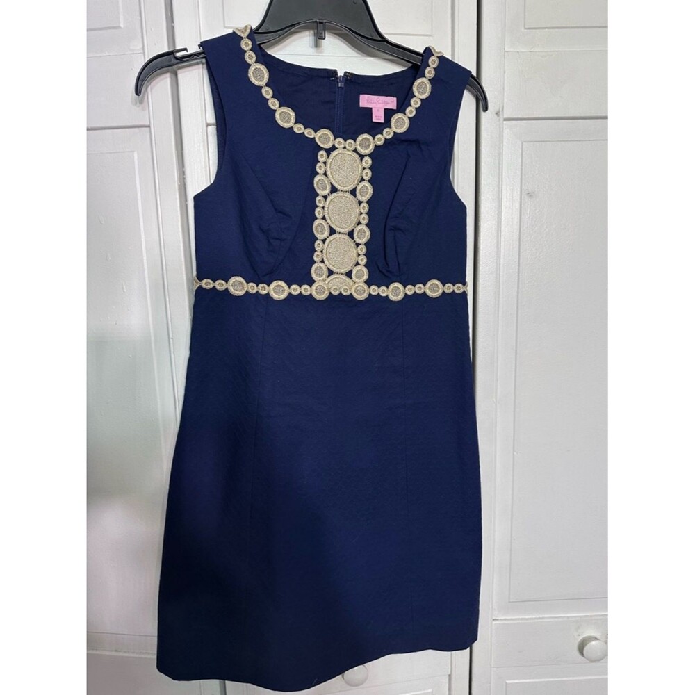 Lilly Pulitzer Navy Sleeveless Mini Dress with Gold Embellishment